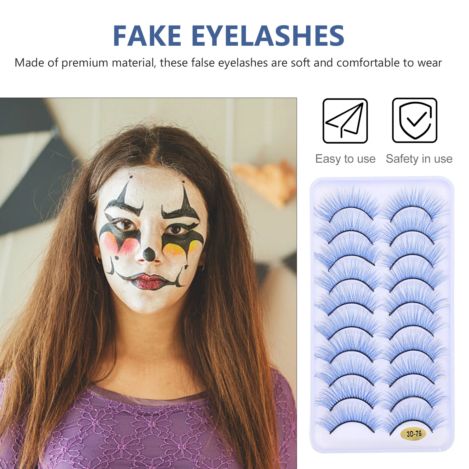 

Fake Eyelashes Halloween False Lashes Natural Look Colored Cosplay Accessories for Women Party Costume Makeup for Girls