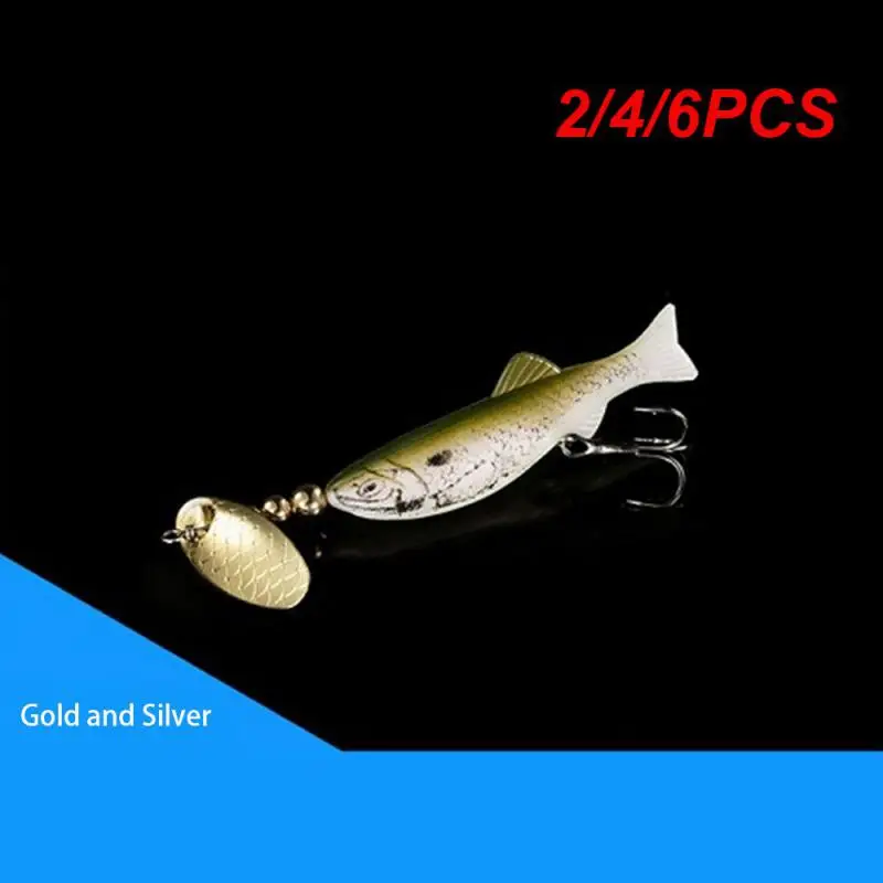 2/4/6PCS Lure Bait Sharp Hook Rotating Sequins 5.3g Mustard With Hook Fake Bait Sequins With Beads Small And Exquisite 8.6cm