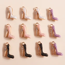 10pcs Exquisite Enamel Crystal High Heels Charms Pendant For DIY Bracelet Necklace Earrings Keychain Jewelry Making Quality High