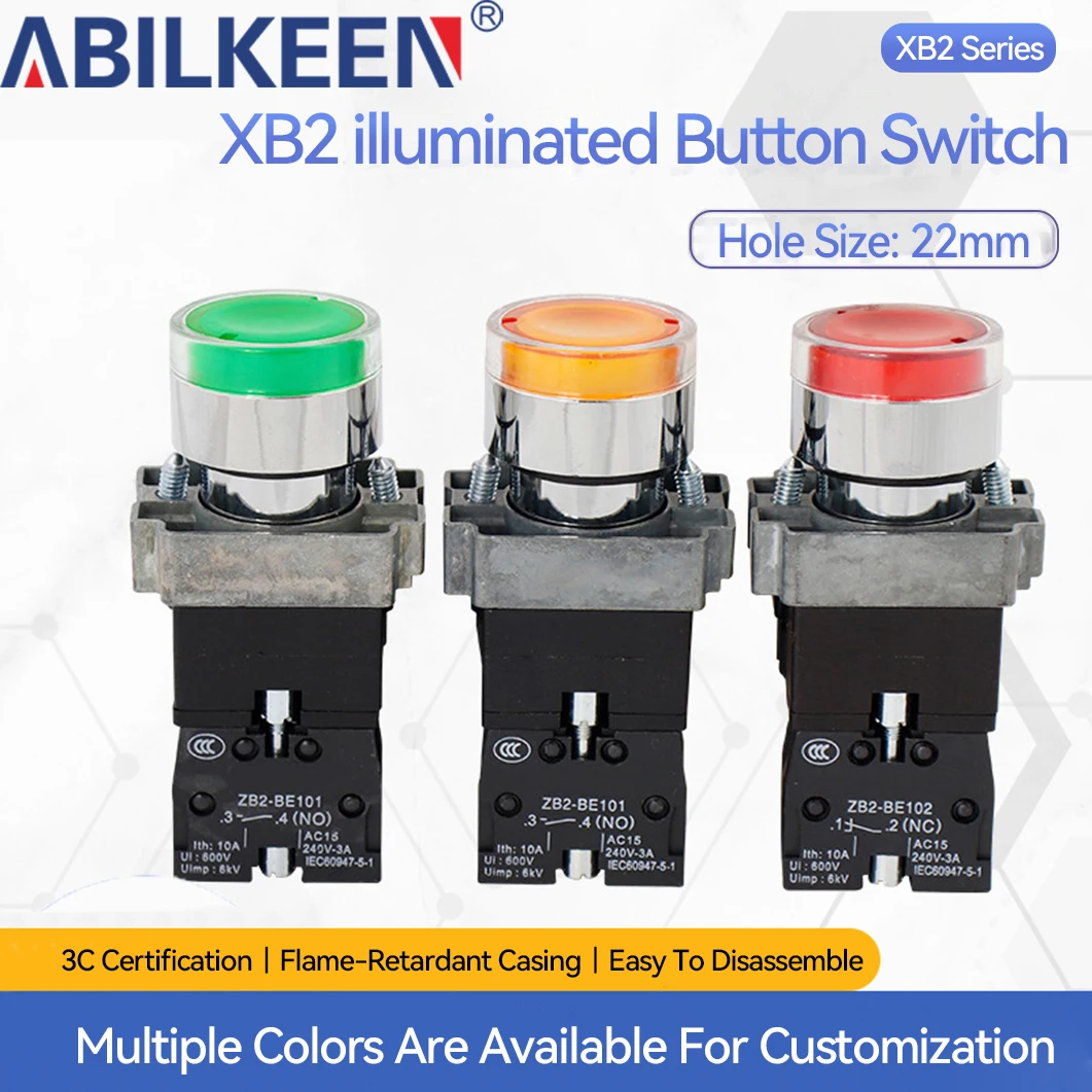 

Кнопка-переключатель с плоской головкой LED XB2-BW3361C, самовозвратный, 12/24/220/380В (опционально), металлический кнопочный переключатель 1НО/1НЗ, различные цвета