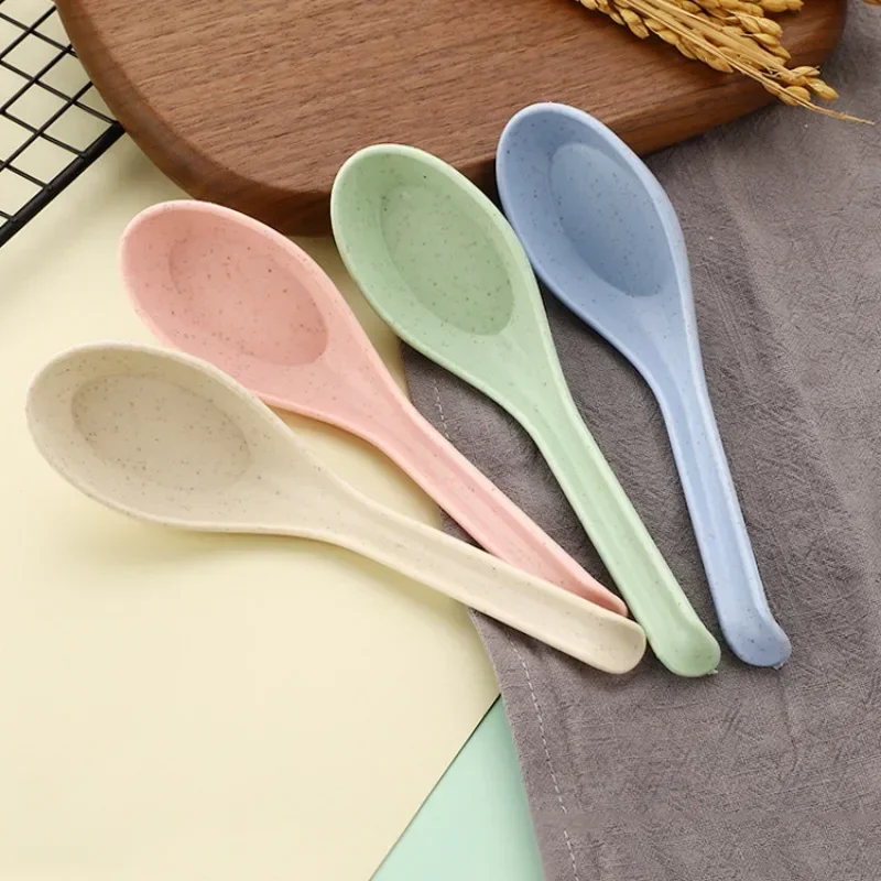1PC Wheat Straw Soup Spoon Kids Soup Spoon Portable Tableware Eco Friendly Flatware Kitchen Tool