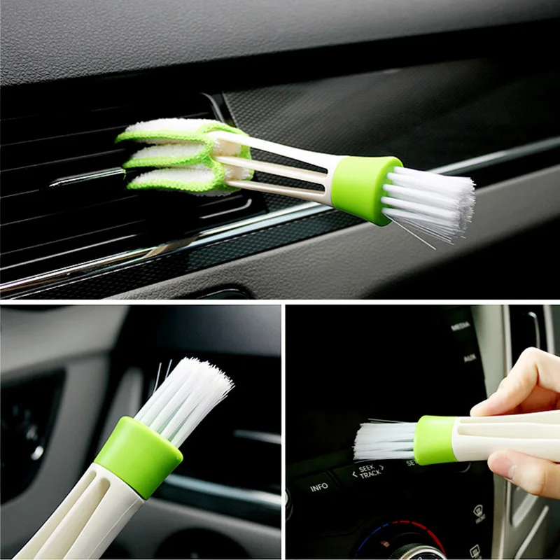 

Car Cleaning Brush Double Ended Car Air Conditioner Vent Slit Cleaner Brush Dusting Auto Detailing Duster Brush Car Accessories