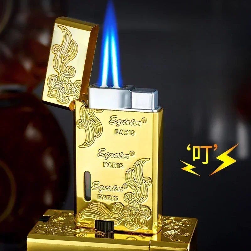 2026 Ping Sound Metal Lighter Turbo Jet Cigarette Lighters Torch Windproof Gas Inflatable Butane Straight Flame Lighter Men Gift view 3