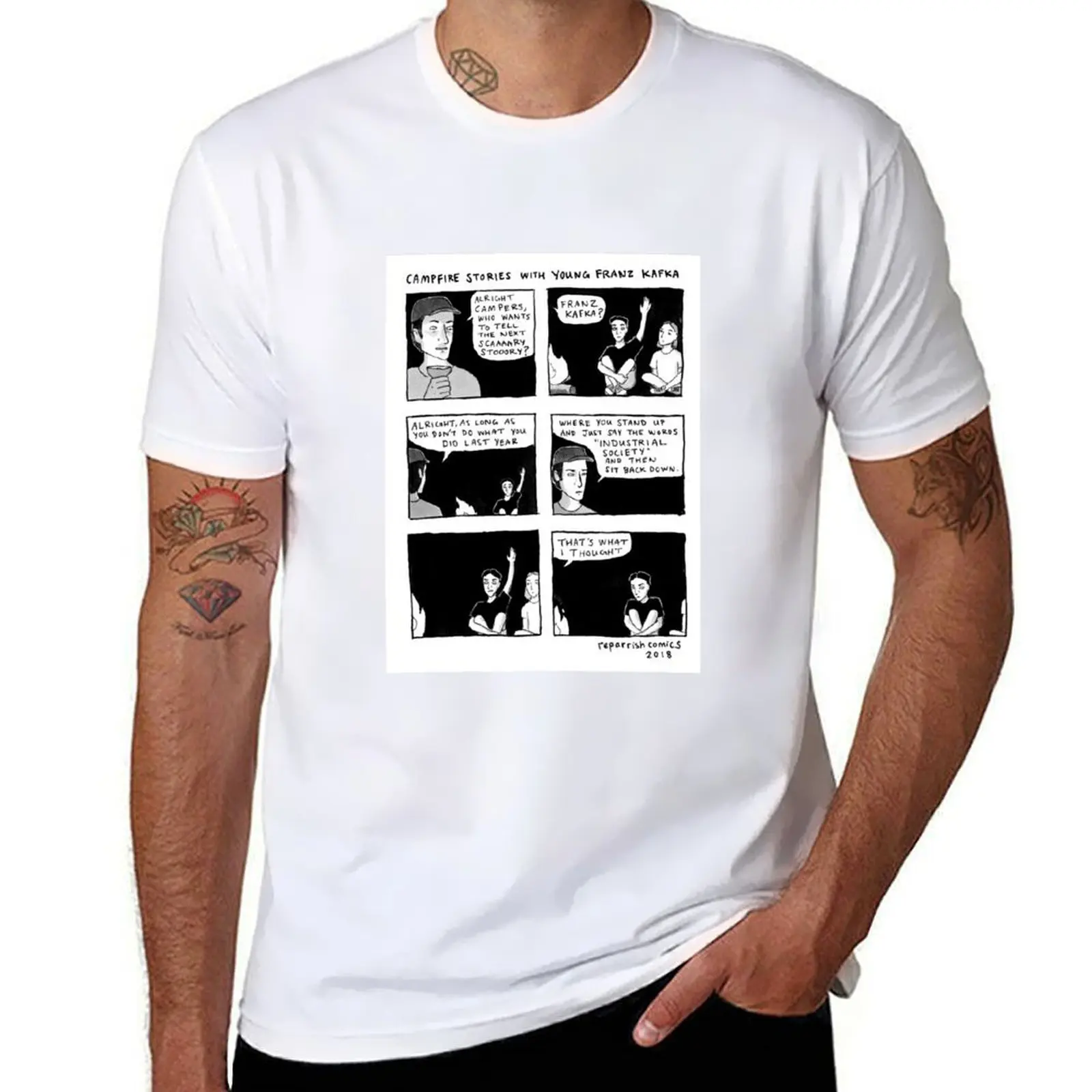 With Young Stories Kafka Campfire T-Shirt Summer Holiday Casual Tee