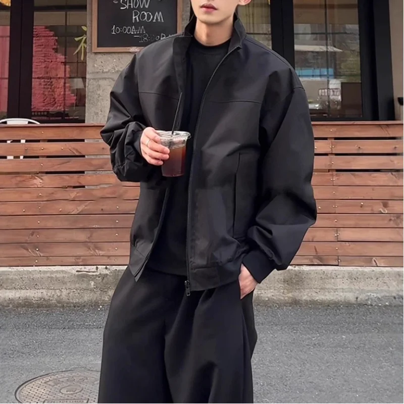 

Men's American Style Bomber Jacket New Spring Autumn 3-proof Softshell Stand Collar Trendy Short Casual Baseball Jacket