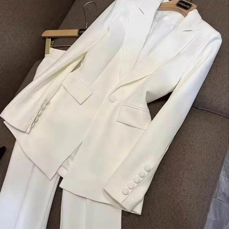 Professional Outfits Commuter Single Breasted Suit Slimming Flare Pants Two Piece Set Pant Sets Ensemble Femmes Suit for Woman