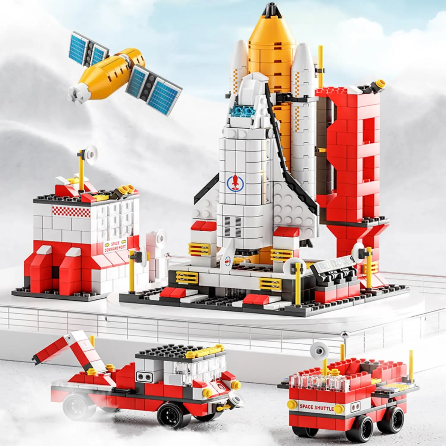 1000+ Pieces Space Exploration Shuttle Toy – Stem Building Blocks Set with Rocket Ship, Space Shuttle, Satellite, Educational Building Aerospace Kit for Kids, Birthday and Christmas Gift for Boys and Children