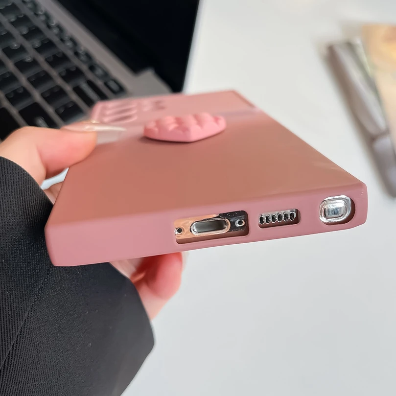 جرابات هاتف ثلاثية الأبعاد على شكل قلب الحب لسامسونج ، حماية العدسة ، غطاء من البولي يورثين الحراري الناعم ، Galaxy S21 ، S20 FE ، S23 ، S24 Ultra ، S22 Plus ، فاخر