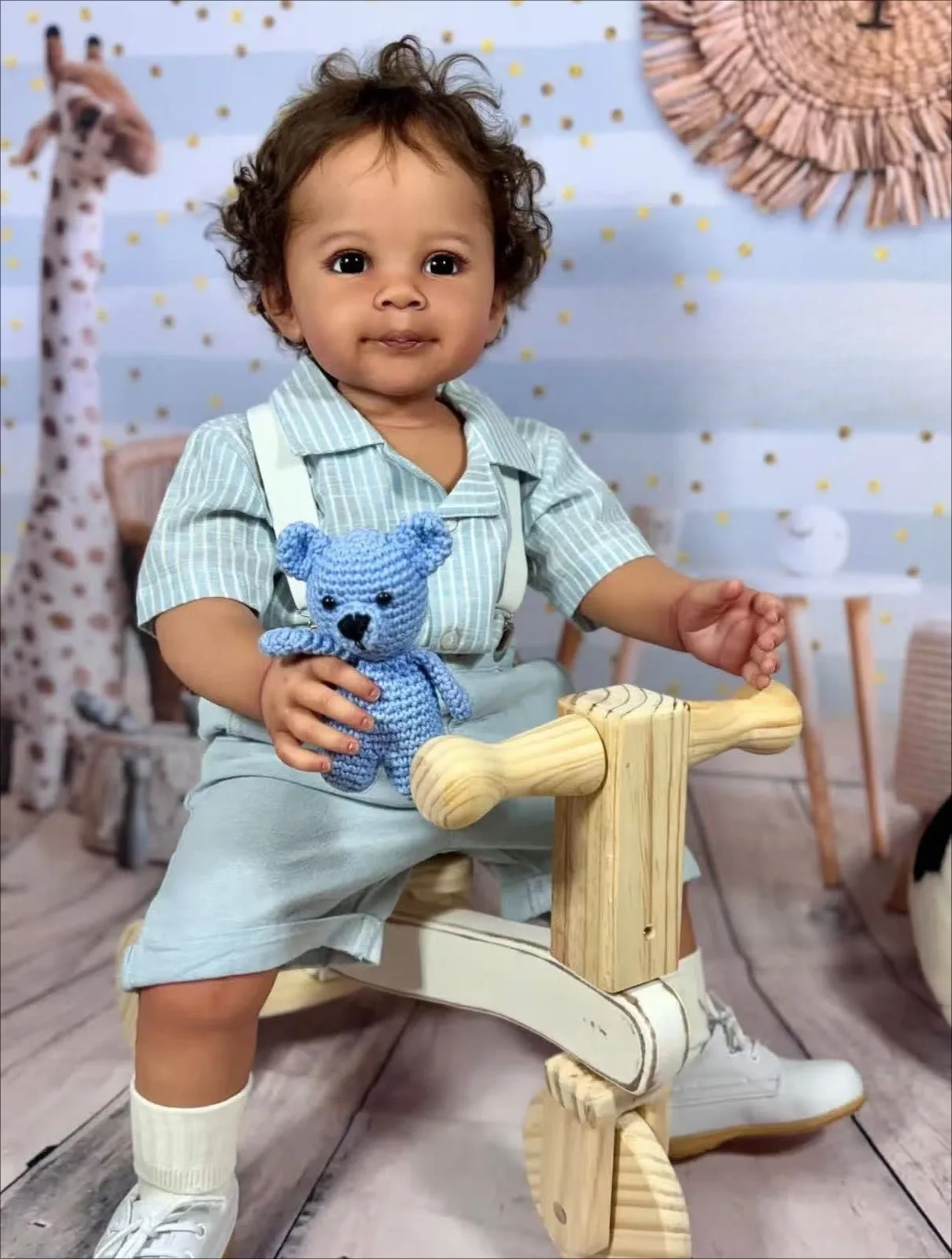 30inch Fully Assemble Tanned Skin Toddler Reborn Baby Doll Ziva Rooted Soft Hair Painted Collectible DIY Toy