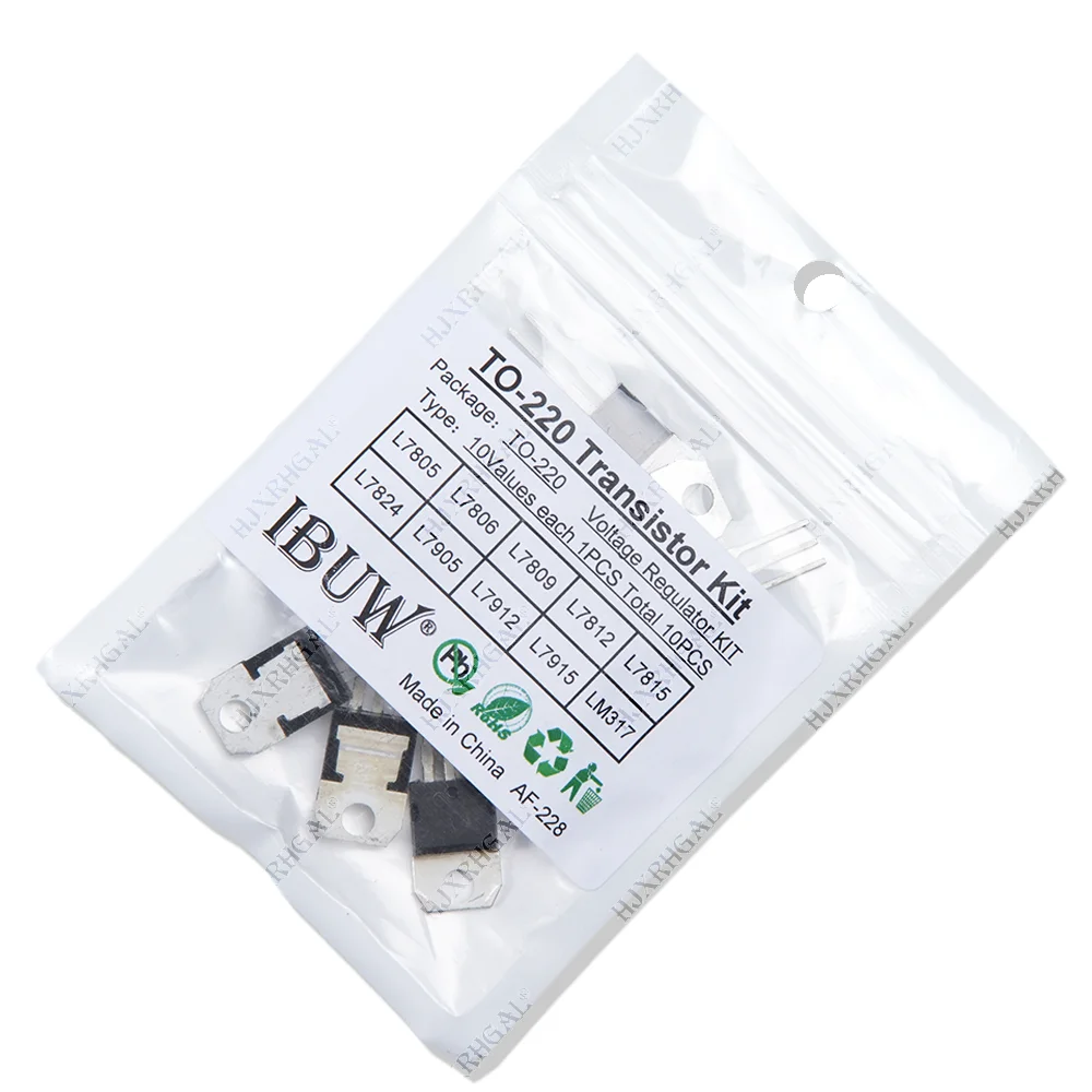 10 значений * 1 шт. = 10 шт. L7805 L7806 L7809 L7812 L7815 L7824 L7905 L7912 L7915 LM317T Ассортимент транзисторов Регулятор напряжения