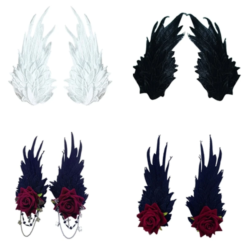 Elegant Double Layer Embroidery Angel Wing Hair Clip Cosplay Hairpin Hair Accesories Hairpieces for Various Hairstyles