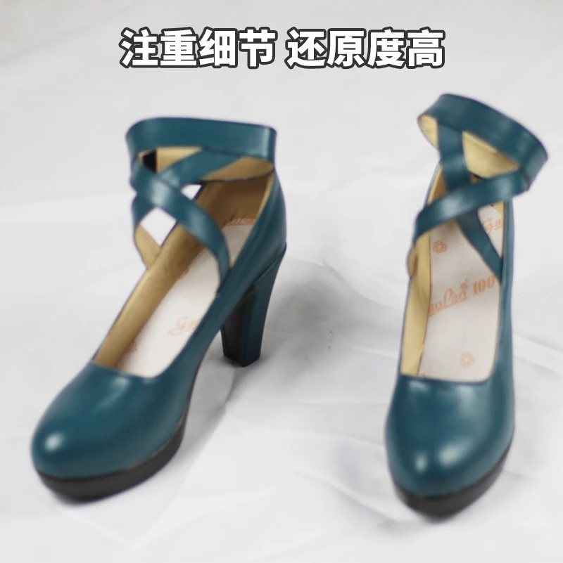 Anime Sailor Neptune/Kaiou Michiru Cosplay para mulheres, sapatos de festa de Halloween, sapatos de salto alto cosplay verde escuro