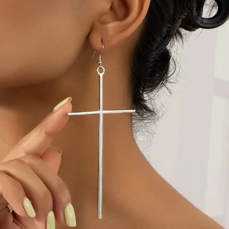 2023 New Fashion Cross Earrings Punk Zircon Inlaid Pendant Earrings Birthday Party Jewelry Accessories