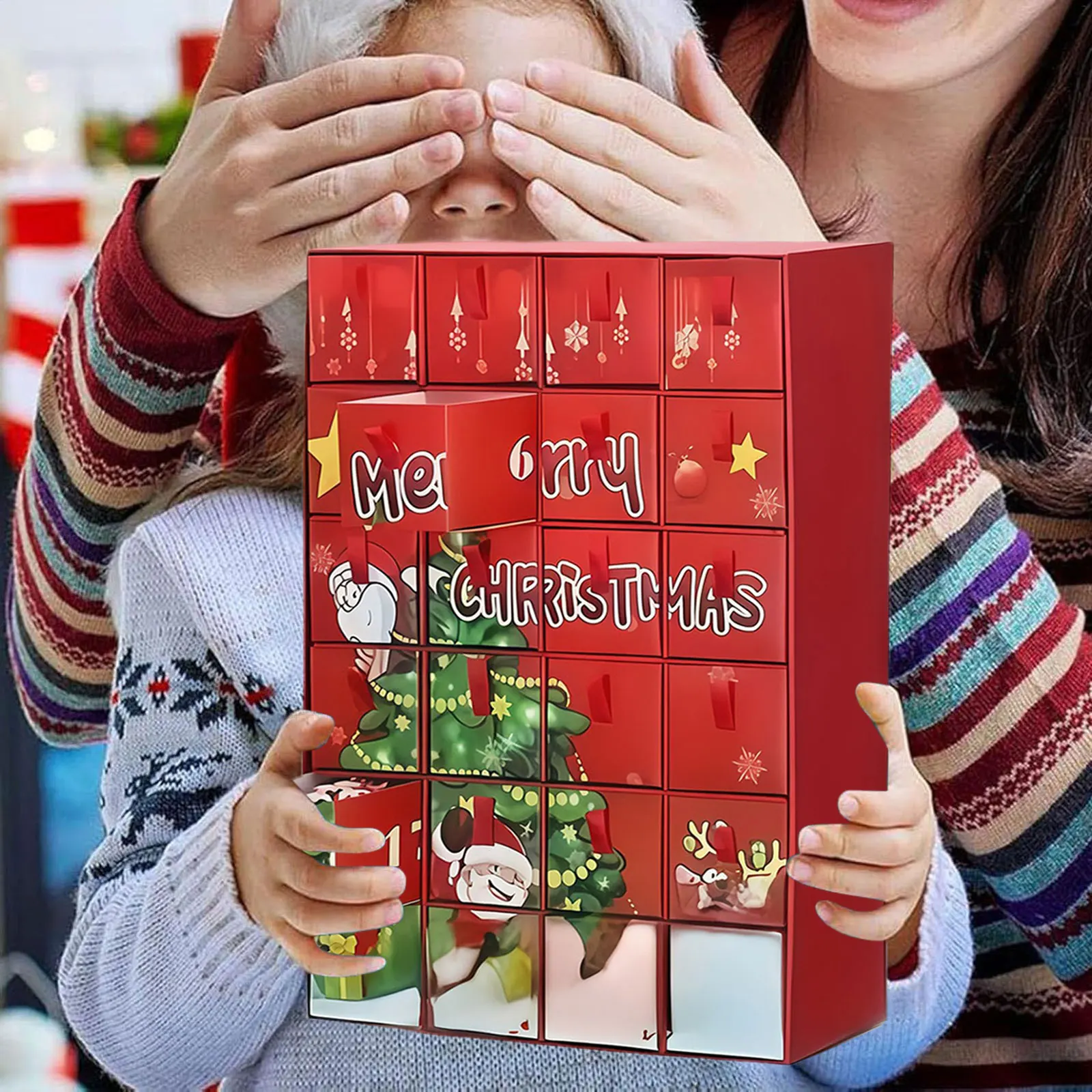 Work Timer 24 Pairs Christmas Socks Advent Calendar Christmas Socks Bulk 24 Days Countdown Box 2 Minute Sand Timer Brush Teeth