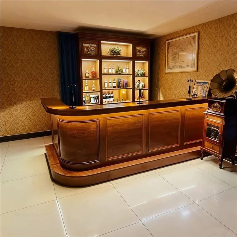 Bar Display Corner Reception Desks Wood Coffe Restaurant Curved Reception Desks Commercial 200X60 Empfang Theke Office Furniture