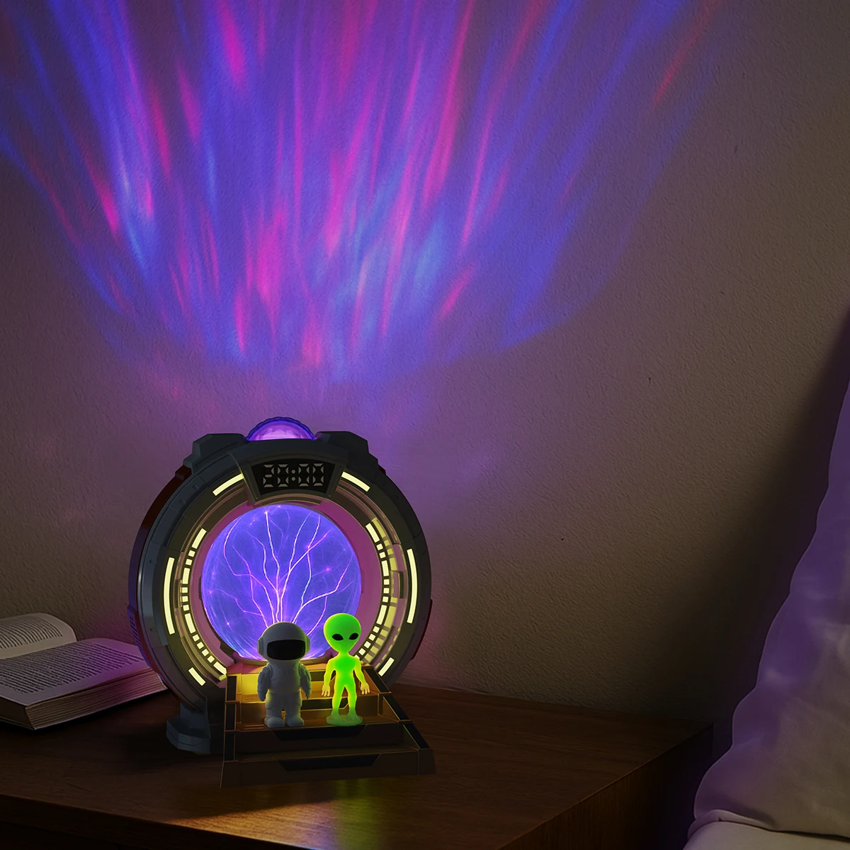 Stargate LED-Projektorlicht, Ionenkugel-Atmosphärenlampe mit weißem Rauschen, Timer, Bluetooth-Lautsprecher für Weihnachtsgeschenk, Raumdekoration