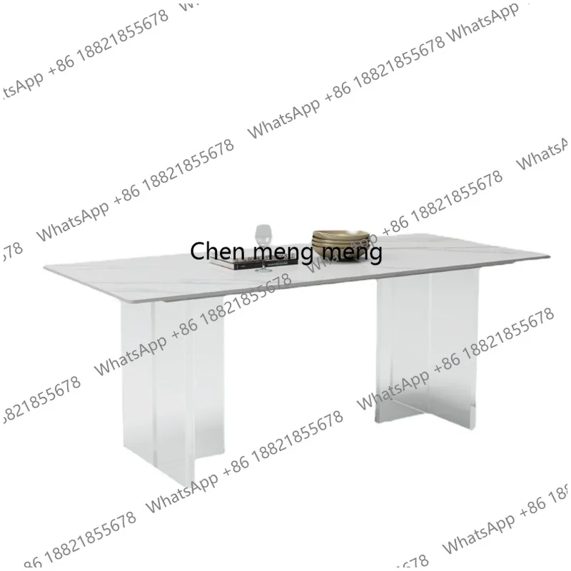 

Acrylic Suspended Dining Table Transparent Bracket Rock Plate Rectangular Dining Table