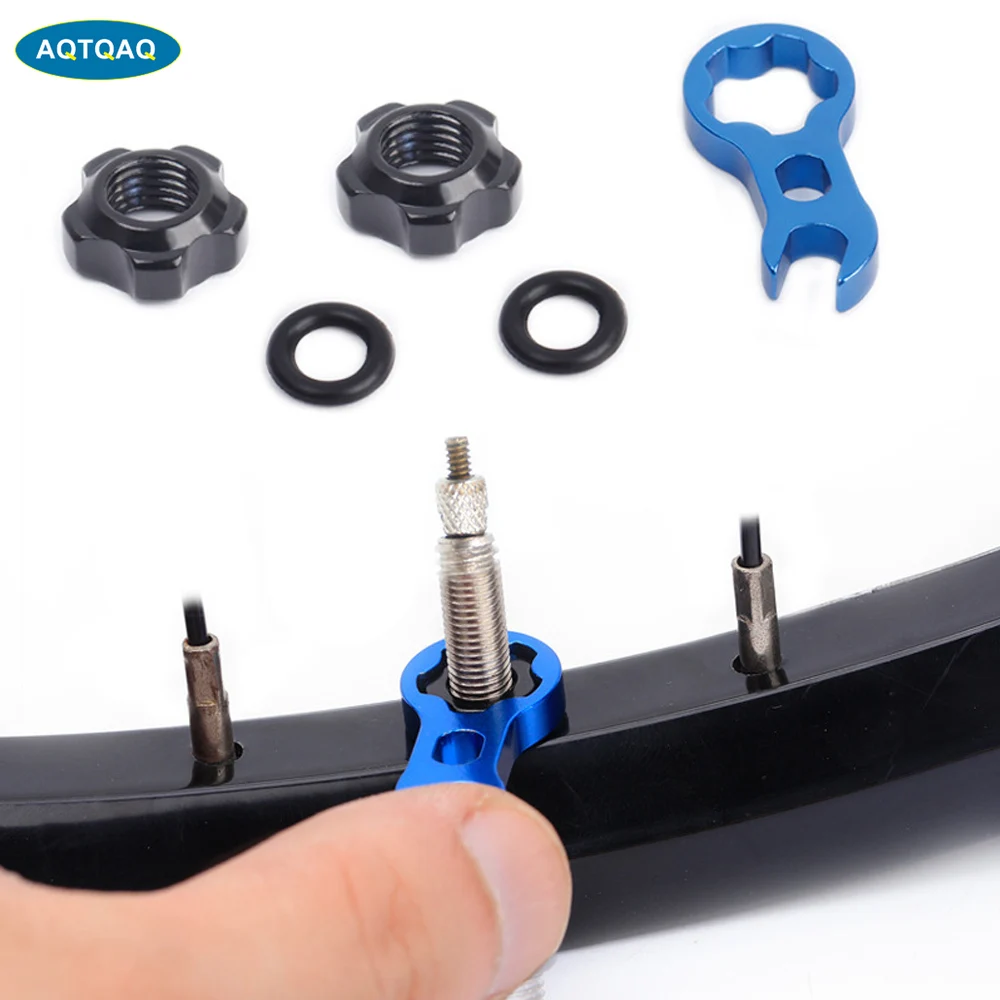 

AQTQAQ 1Set Bicycle Tire Valve Fixed Nut Presta Tool with Screw Install Wrench Road Bike Cycling Protection Accessories