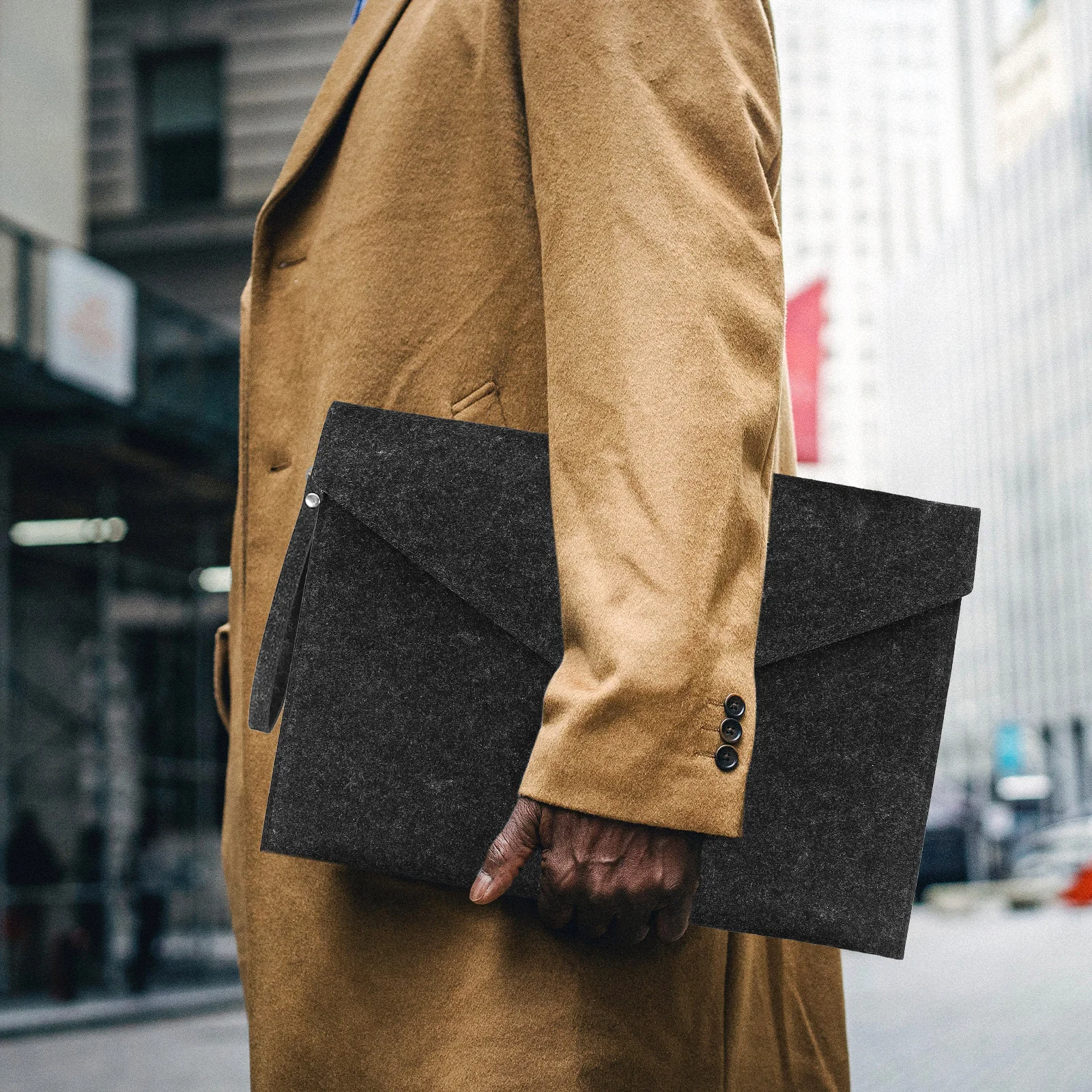 

2 Pcs File Folders Snap Button Document Bag A4 Deep Gray Document Folders With Snap Button Portable Office Organizer Storage