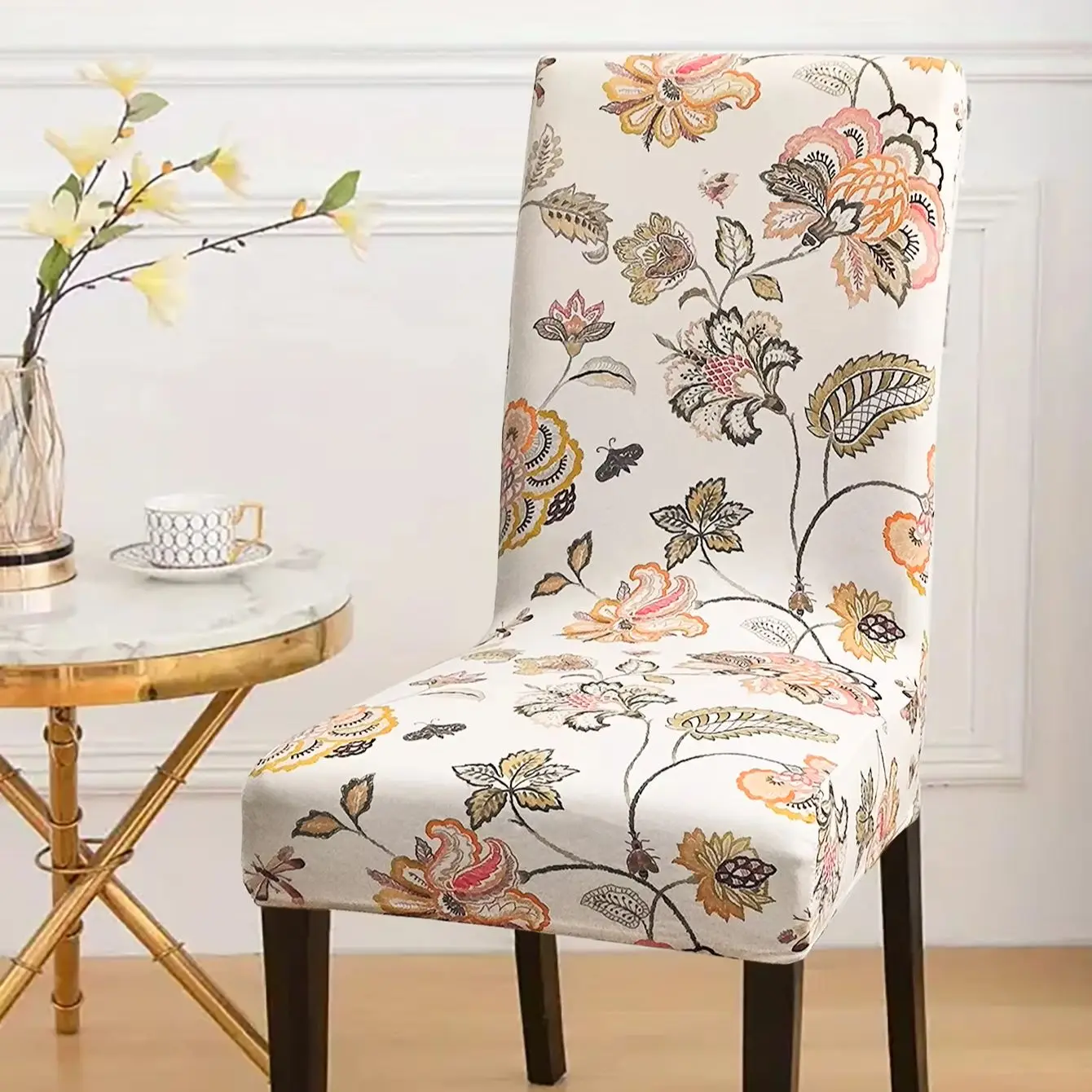 

Floral print high elastic chair cover detachable for outdoor wedding restaurant family, suitable for all seasons