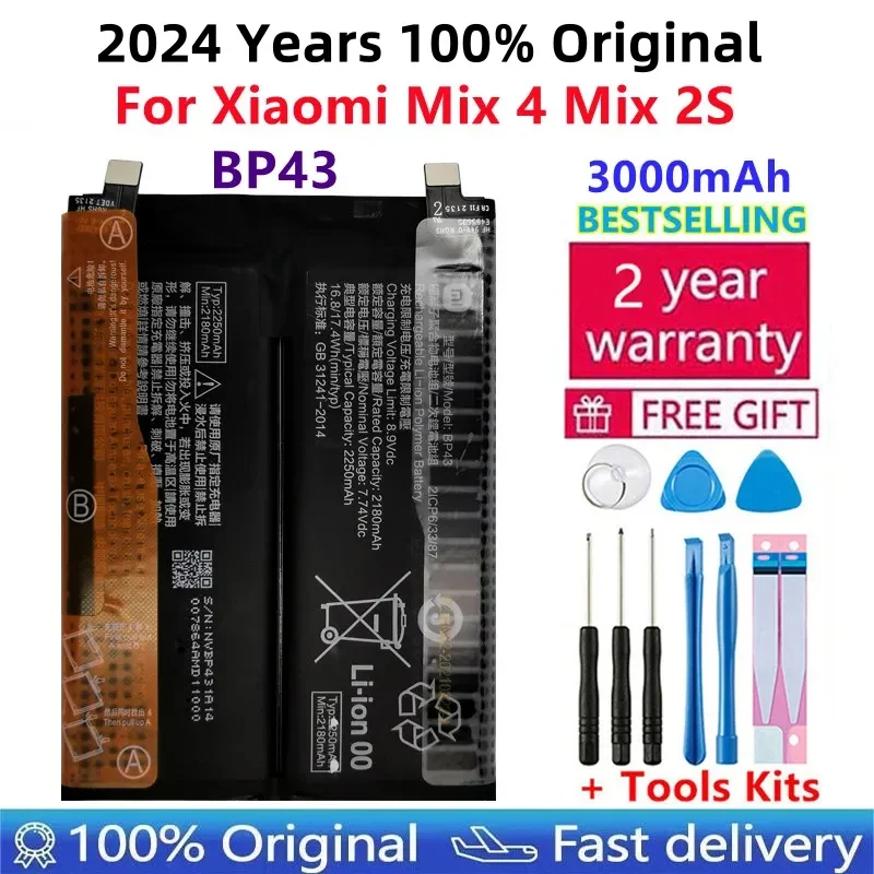 100% Original New High Quality BP43 2250x2mAh Replacement Battery For Xiaomi Mix 4 Mix4 Mobile Phone Batteries Bateria