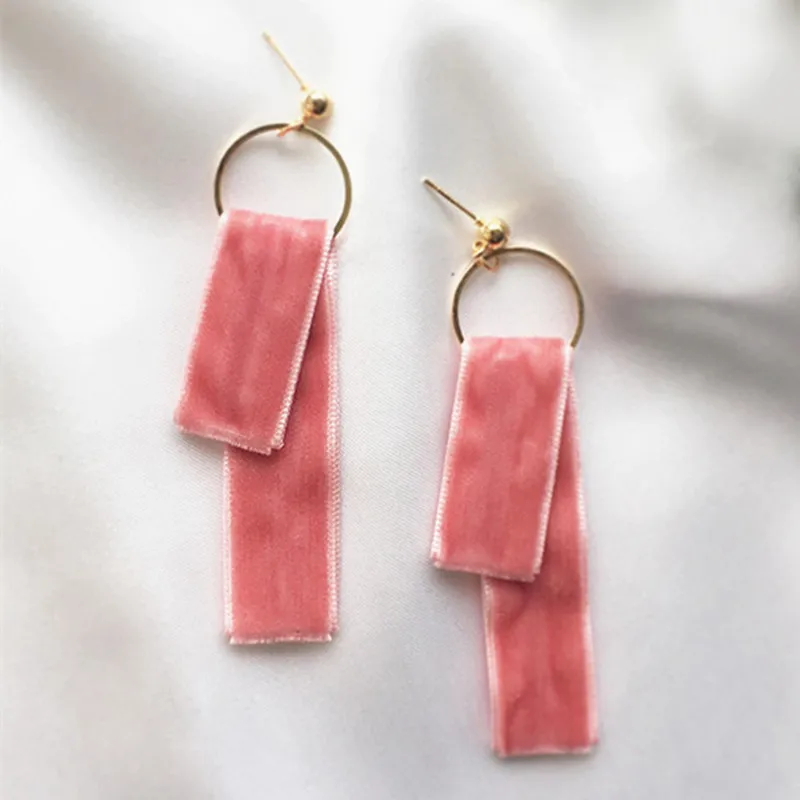 2026 New Arrival Vintage Black Ribbon Flannel Cross Earrings For Women 3 Colors Bohemian Exaggerated Long Earrings Jewelry Gift