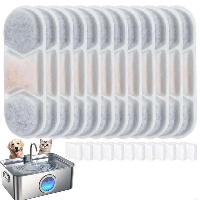 F92F Pack Of 12 Substitute Water Filter Cartridges For Big Pet Drinking System WF120 410oz Metal Bowl For Dogs