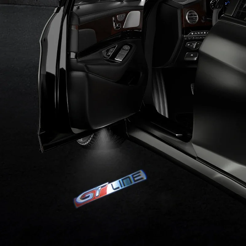 LED 자동차 도어 프로젝터 GT 라인 엠블럼 환영 조명 푸조 307 RCZ 508 408 206 306 207 406 5008 607 807 1007 액세서리