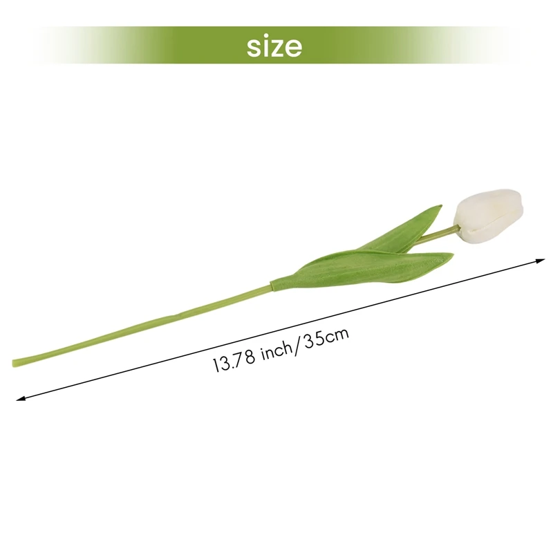 20Pcs White 13.8Inch Artificial Tulips Flowers For Party Decoration,Wedding Home Decoration