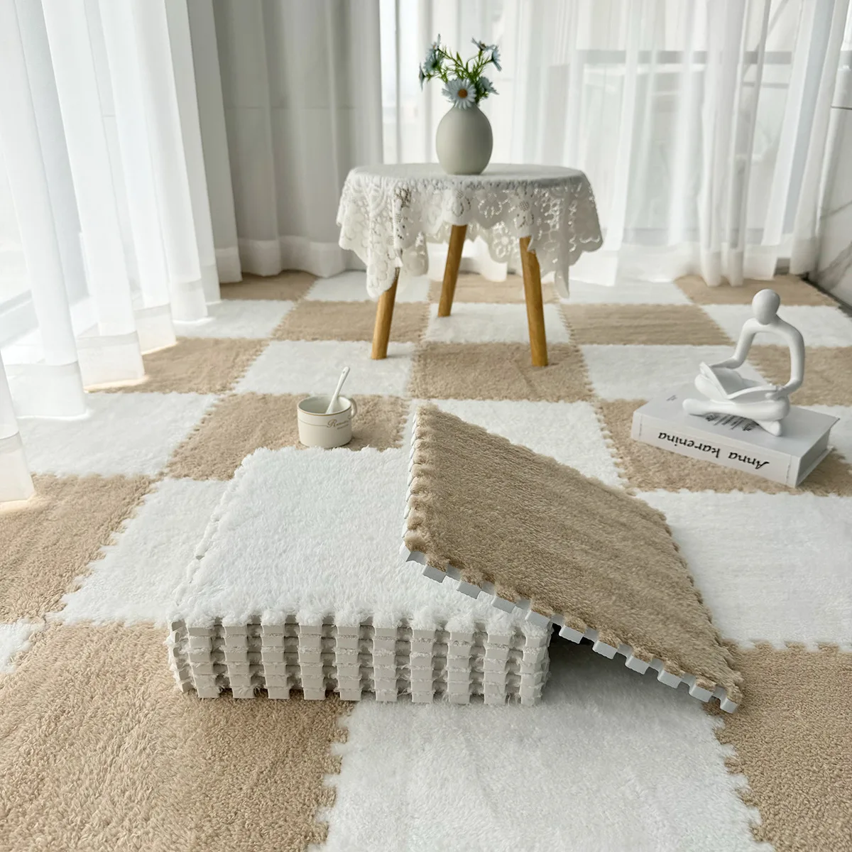 Baby Soft Plush Warm Carpet Children\'s Room Play Mat EVA Foam Living Room Bedroom Patchwork Mat Anti-slip and Anti-vibration Pad