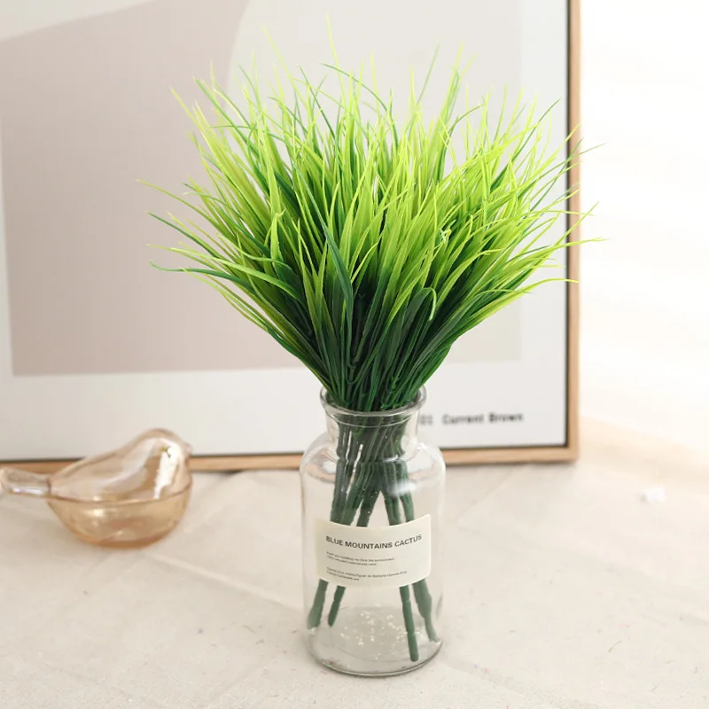 Artificial Plastic Wheat Grass Green Grass For Wedding Home Gardening Grass Outdoor False Plant Craft Supplies DIY Decoration