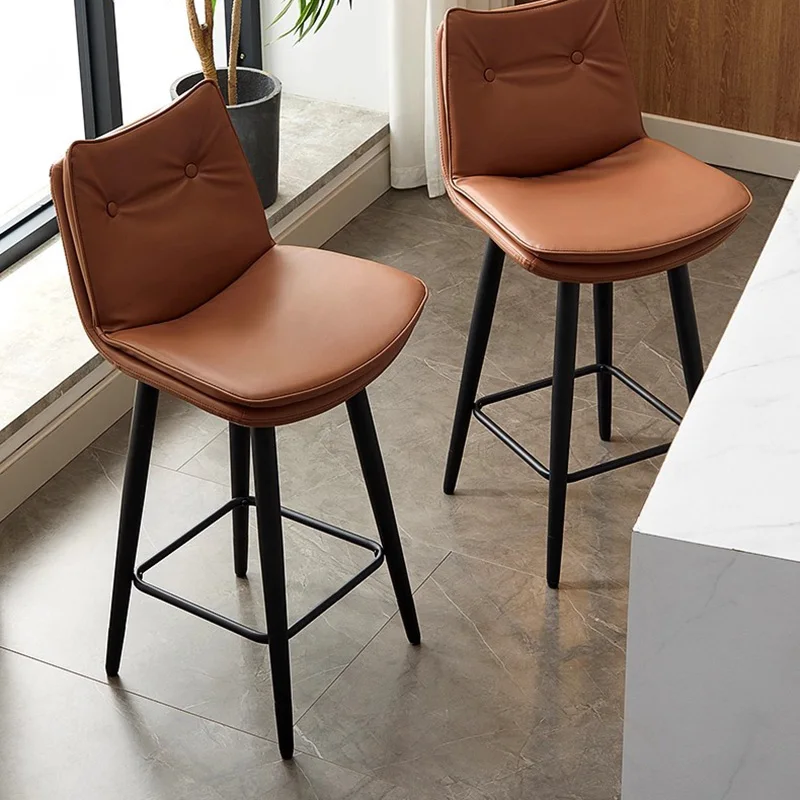 كراسي بار جلدية شمالية سوداء للتخييم ومكاتب استقبال عالية مصممة كراسي بار حديثة لغرفة نوم الكمبيوتر أثاث منزلي Cadeira