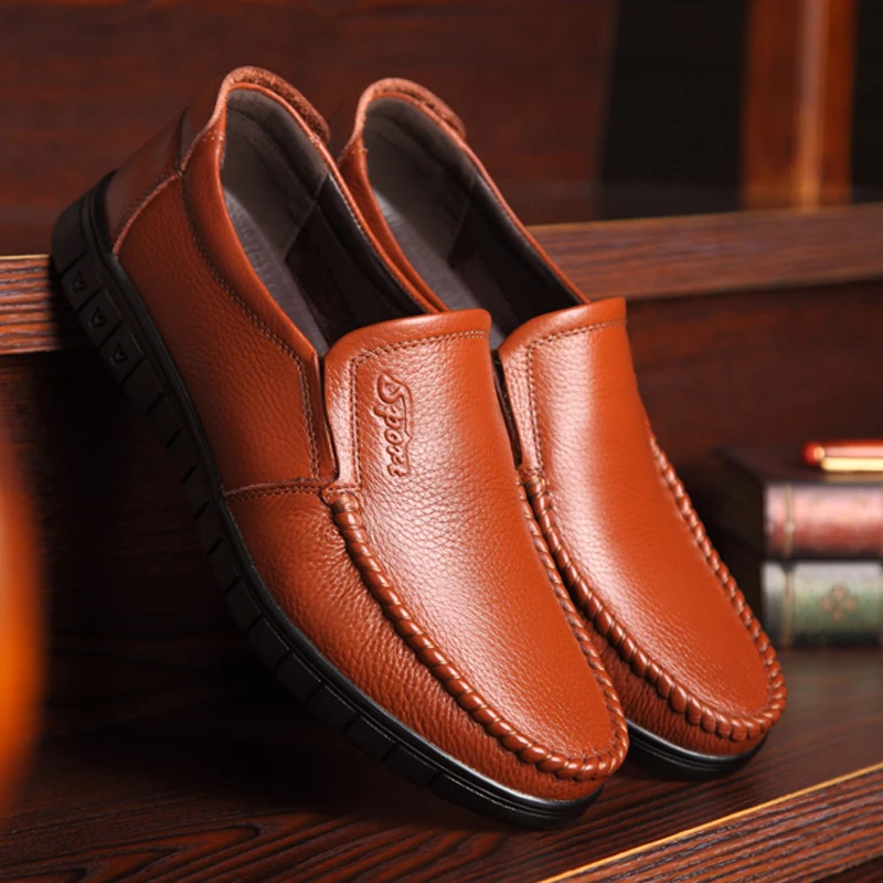 

Мужские лоферы из натуральной кожи, удобные, с мягкой подошвой, противоскользящие, износостойкие, повседневные кожаные туфли-8823