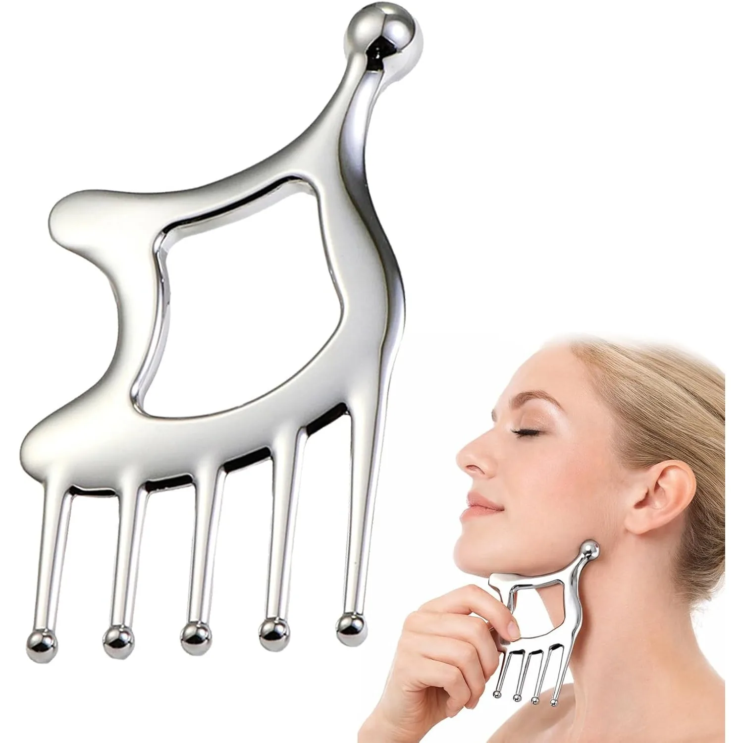Facial Gua Sha Tools 5 in 1 Scalp Massage Tool Head Massager Scalp For Head Face Body Deep Relaxation & Relieving Fatigue & Pain