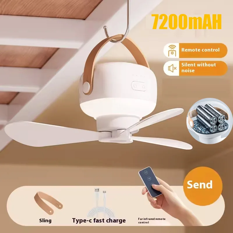 

Portable Ceiling Fan 7200mAh Rechargeable LED Electric Fan With LED Light Remote Control For Home Outdoor Camping Tent Light