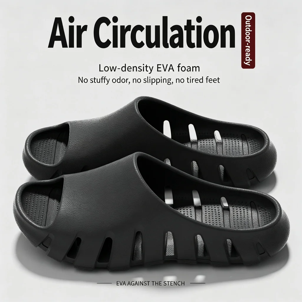 Bathroom Quick-Drying Slippers Women Men Summer Drainage Holes Beach Sandals Anti-Slip Soft EVA Indoor Outdoor Shower Footwear