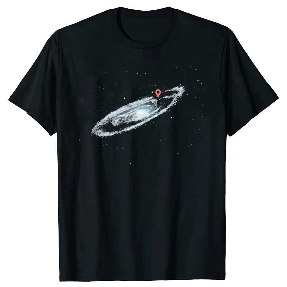 

Milky Way Location Pin Graphic Tee Breathable Cotton Men's T-Shirt Round Neck Trip Wear Short Sleeve Astronomy Space