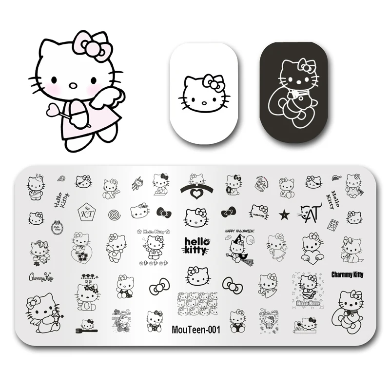 Sello de uñas MouTeen001 Hello Kitty Placas de uñas Sello King Juego de manicura para estampado de uñas