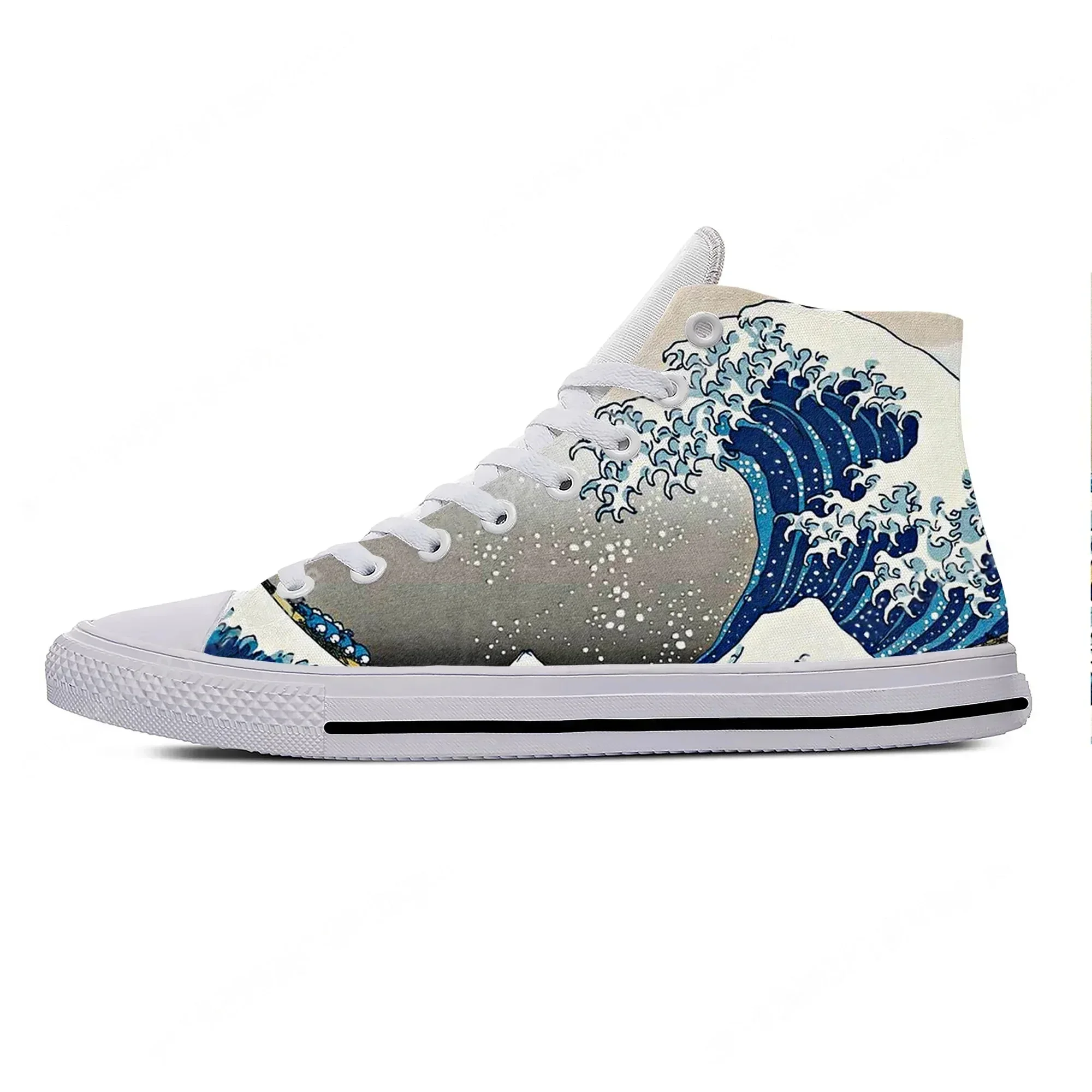 Кроссовки Hokusais The Great High Top для мужчин и женщин, повседневная обувь для подростков, кроссовки из ткани, дышащая легкая обувь с 3D принтом