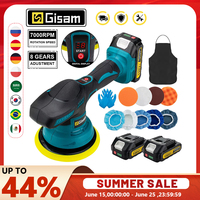 Gisam Cordless Car Polisher 8 Gears Digital Display Electric Polisher Auto Car Polishing Waxing Machine For Makita 18V Battery