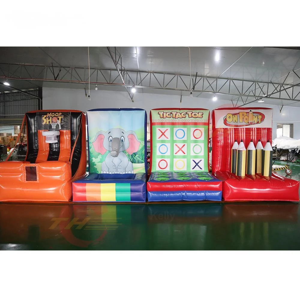 Outdoor Activiteiten Interactieve Opblaasbare 4 In1 Carnaval Game Set Basketbal Sneeuwbal Honkbal Rugby Gratis Verzending Inbegrepen