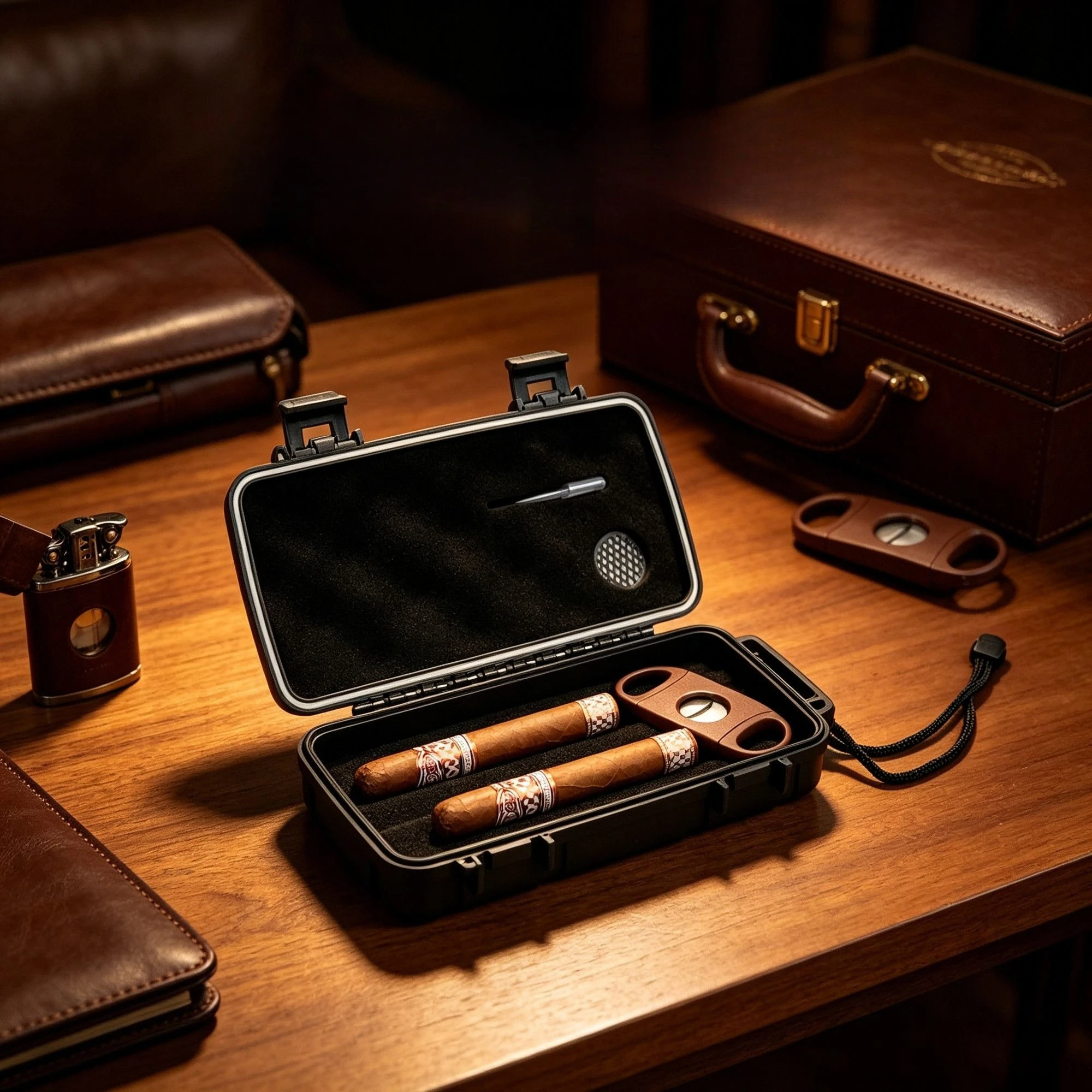 Portable Cigar Travel Box, Sealed, Moisture-proof and Pressure-proof ABS Hard Shell, Portable for Business Trips and Camping