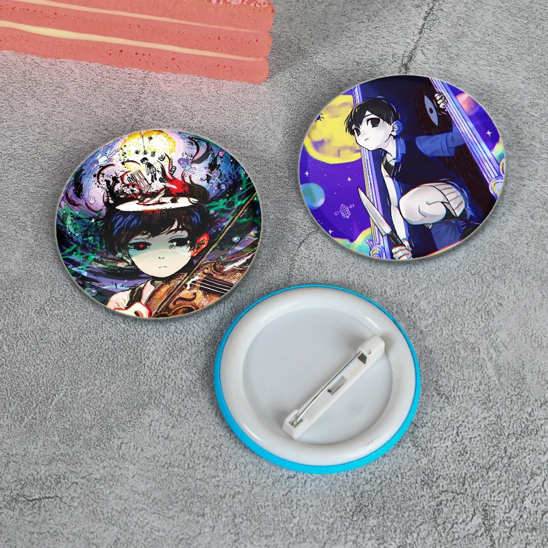 32/44/58mm Anime RPG Omori Round Pins Cartoon Badges Cosplay HD Print Handmade Brooches for Backpack Clothes Chest Ornament Gift