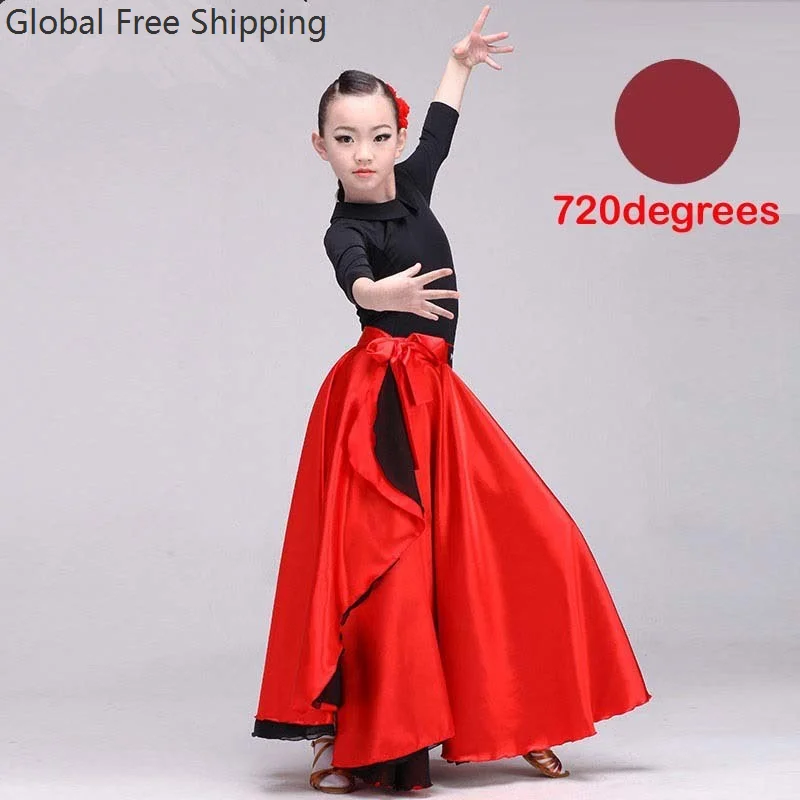 Hiszpańska spódnica flamenco szal damska dla dorosłych sevillana taniec występ czarna plus size dziewczęca satynowa sukienka balowa karnawałowa baleriny