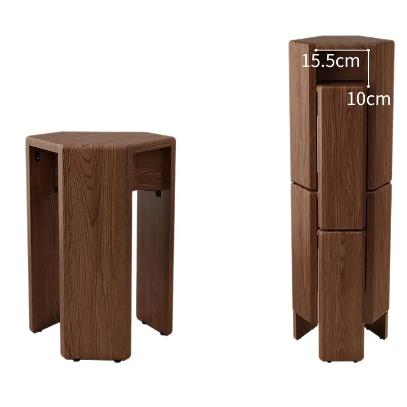 Hocker mit abgerundeten Ecken, Massivholzhocker, stapelbarer Wohnzimmer- und Esszimmerhocker