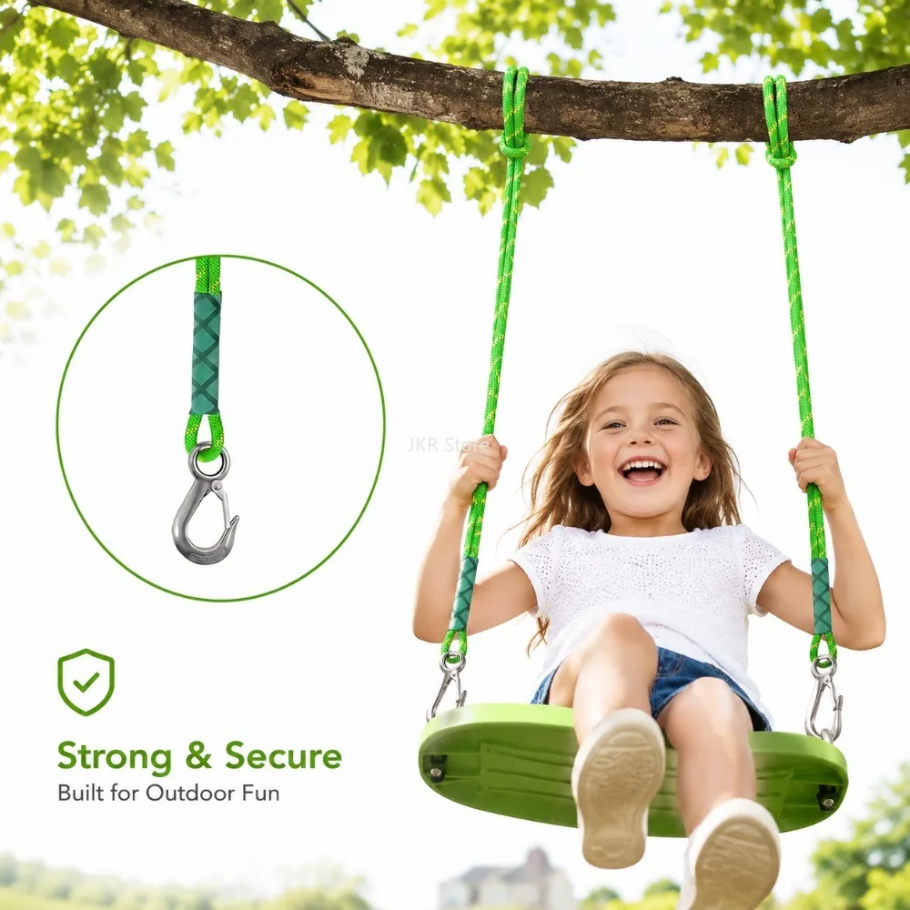 Outdoor Nylon Sling Strap Heavy Duty with Metal Hook Wear Resistant for Hammock Tree Swing Patio Chair Garden Hanging Use