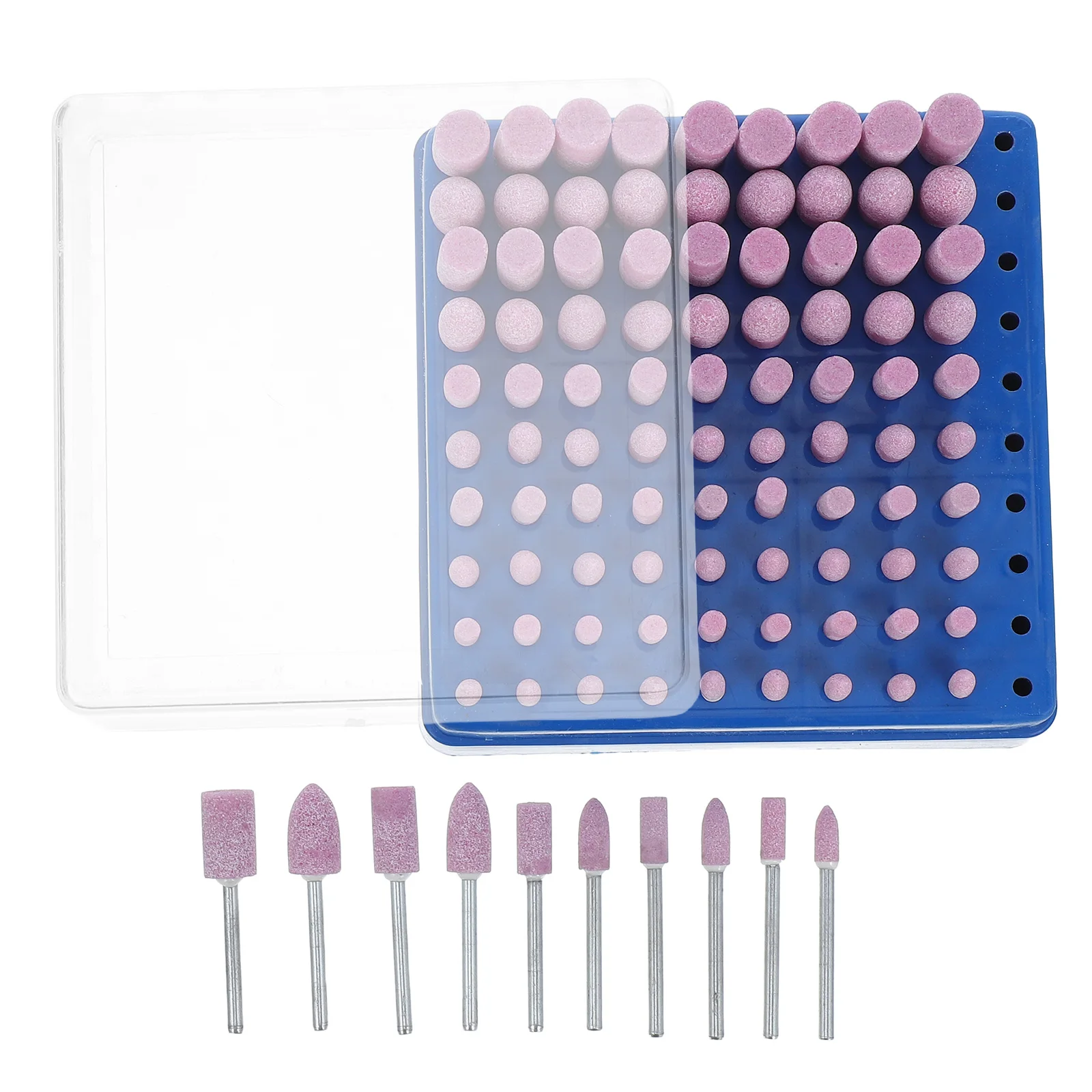 

100pcs Heads Red Corundum Mounted Grinding Stone Set 3Mm Shank Sturdy Metal Polishing Precision Automotive Repair Crafting