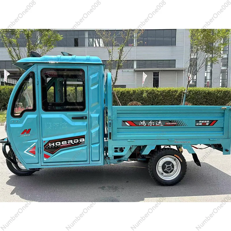 New Semi-closed Electric Tricycle, Oil-electric Dual-purpose Adult Household Car with Shed, and Agricultural Battery Car