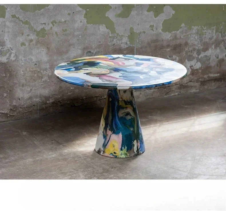 

Угловой голландский художник из стекловолокна, ручная роспись, граффити, круглый обеденный стол, креативный и слегка роскошный плавильный горшок, персонализированный