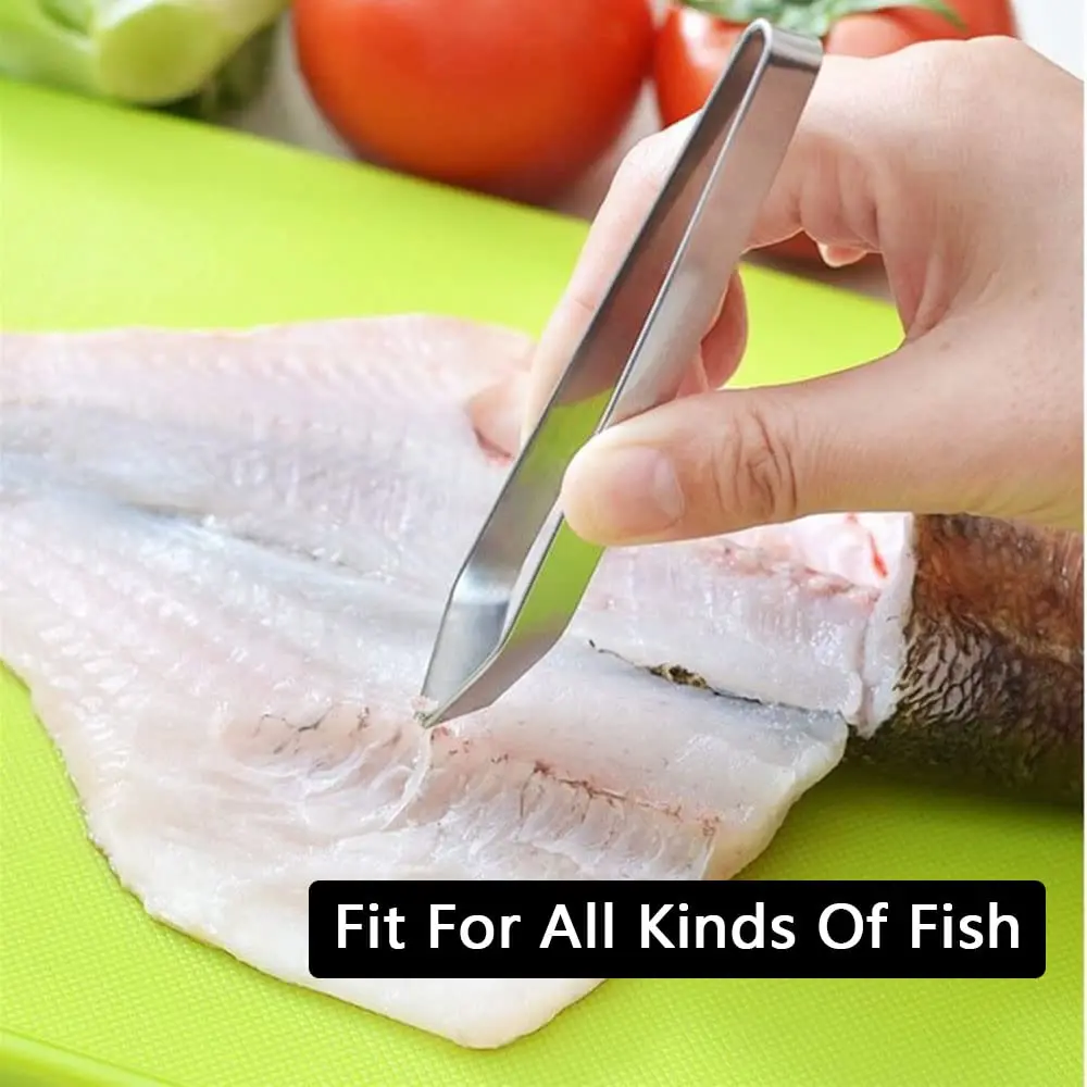 1pc Fish Bone Tweezers Stainless Steel Slant Tweezers Clip Remover Fish Bone Plucking Clamp Kitchen Gadgets